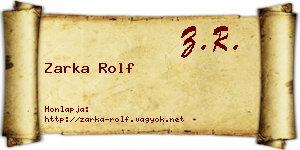 Zarka Rolf névjegykártya